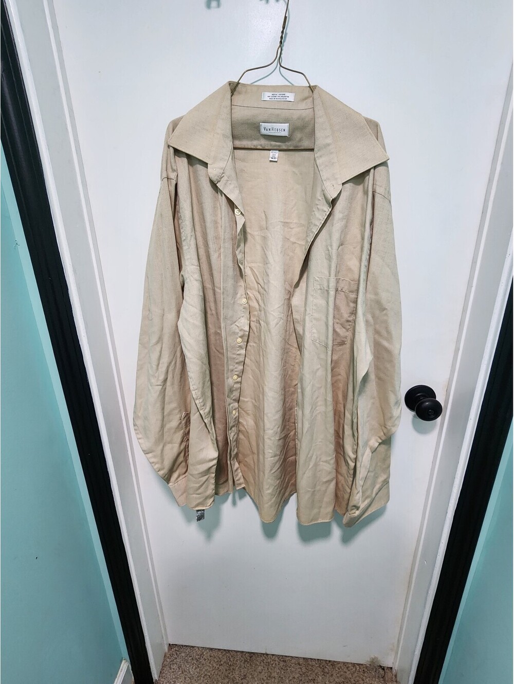 Van Heusen Royal Oxford Beige Button-Up Shirt
